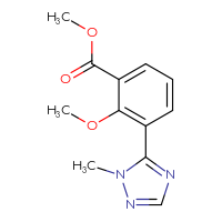 Chemical structure of methyl 2-methoxy-3-(1-methyl-1H-1,2,4-triazol-5-yl)benzoate - CSSB21253045951