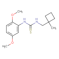 Chemical structure of 1-(2,5-dimethoxyphenyl)-3-[(1-methylcyclobutyl)methyl]thiourea - CSSB02036418427