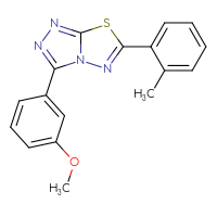 Chemical structure of 3-(3-methoxyphenyl)-6-(2-methylphenyl)-[1,2,4]triazolo[3,4-b][1,3,4]thiadiazole - CSSB00121616704