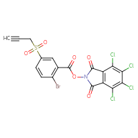Chemical structure of 4,5,6,7-tetrachloro-1,3-dioxo-2,3-dihydro-1H-isoindol-2-yl 2-bromo-5-(prop-2-yne-1-sulfonyl)benzoate - CSSB20270999607
