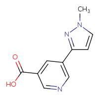 Chemical structure of 5-(1-methyl-1H-pyrazol-3-yl)pyridine-3-carboxylic acid - CSSB00013954108