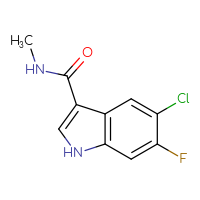 Chemical structure of 5-chloro-6-fluoro-N-methyl-1H-indole-3-carboxamide - CSSB15025261937