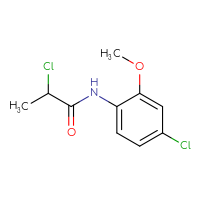 Chemical structure of 2-chloro-N-(4-chloro-2-methoxyphenyl)propanamide - CSSB02133615798