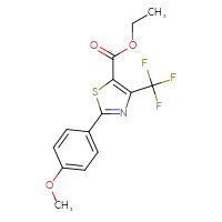 Chemical structure of ethyl 2-(4-methoxyphenyl)-4-(trifluoromethyl)-1,3-thiazole-5-carboxylate - CSSB06581801028