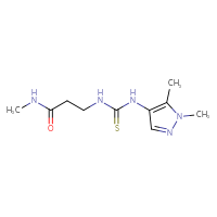 Chemical structure of 3-{[(1,5-dimethyl-1H-pyrazol-4-yl)carbamothioyl]amino}-N-methylpropanamide - CSSB01039250434