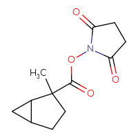 Chemical structure of 2,5-dioxopyrrolidin-1-yl 2-methylbicyclo[3.1.0]hexane-2-carboxylate - CSSB14927669767