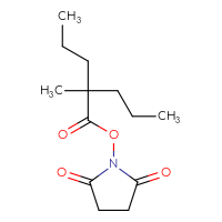 Chemical structure of 2,5-dioxopyrrolidin-1-yl 2-methyl-2-propylpentanoate - CSSB20270999878