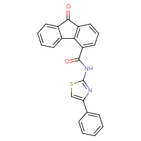 Chemical structure of 9-oxo-N-(4-phenyl-1,3-thiazol-2-yl)-9H-fluorene-4-carboxamide - CSSB00121688003