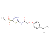 Chemical structure of N-[5-(ethanesulfonyl)-1,3,4-thiadiazol-2-yl]-2-[4-(propan-2-yl)phenoxy]acetamide - CSSB00121597299