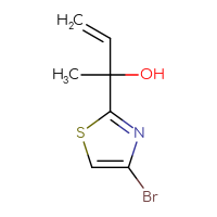 Chemical structure of 2-(4-bromo-1,3-thiazol-2-yl)but-3-en-2-ol - CSSB21246395775
