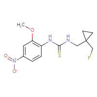 Chemical structure of 3-{[1-(fluoromethyl)cyclopropyl]methyl}-1-(2-methoxy-4-nitrophenyl)thiourea - CSSB21432495394