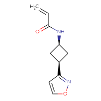 Chemical structure of N-[(1s,3s)-3-(1,2-oxazol-3-yl)cyclobutyl]prop-2-enamide - CSSB03529535890