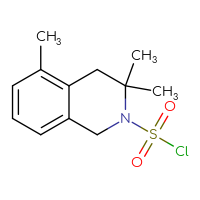 Chemical structure of 3,3,5-trimethyl-1,2,3,4-tetrahydroisoquinoline-2-sulfonyl chloride - CSSB21224772840