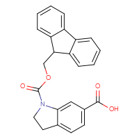 Chemical structure of 1-{[(9H-fluoren-9-yl)methoxy]carbonyl}-2,3-dihydro-1H-indole-6-carboxylic acid - CSSB00013304760