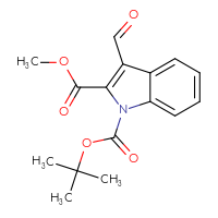 Chemical structure of 1-tert-butyl 2-methyl 3-formyl-1H-indole-1,2-dicarboxylate - CSSB00055112076