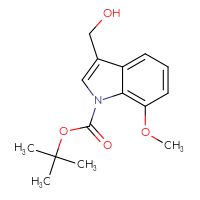 Chemical structure of tert-butyl 3-(hydroxymethyl)-7-methoxy-1H-indole-1-carboxylate - CSSB00010201413
