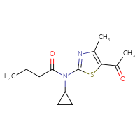Chemical structure of N-(5-acetyl-4-methyl-1,3-thiazol-2-yl)-N-cyclopropylbutanamide - CSSB00015199114