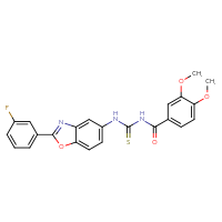 Chemical structure of 1-(3,4-dimethoxybenzoyl)-3-[2-(3-fluorophenyl)-1,3-benzoxazol-5-yl]thiourea - CSSB00121706458