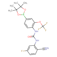 Chemical structure of 1-(2-cyano-5-fluorophenyl)-3-[4-(4,4,5,5-tetramethyl-1,3,2-dioxaborolan-2-yl)-2-(trifluoromethoxy)phenyl]urea - CSSB21332077184