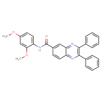 Chemical structure of N-(2,4-dimethoxyphenyl)-2,3-diphenylquinoxaline-6-carboxamide - CSSB00121726676