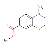 Chemical structure of methyl 4-methyl-3,4-dihydro-2H-1,4-benzoxazine-7-carboxylate - CSSB00010164354