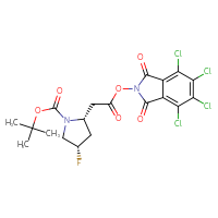 Chemical structure of tert-butyl (2R,4S)-4-fluoro-2-{2-oxo-2-[(4,5,6,7-tetrachloro-1,3-dioxo-2,3-dihydro-1H-isoindol-2-yl)oxy]ethyl}pyrrolidine-1-carboxylate - CSSB20270035429