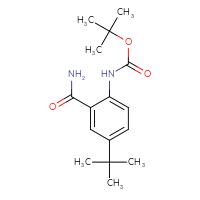 Chemical structure of tert-butyl N-(4-tert-butyl-2-carbamoylphenyl)carbamate - CSSB21043418812