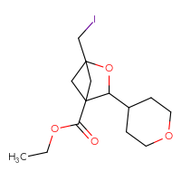 Chemical structure of ethyl 1-(iodomethyl)-3-(oxan-4-yl)-2-oxabicyclo[2.1.1]hexane-4-carboxylate - CSSB06256033165