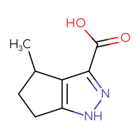 Chemical structure of 4-methyl-1H,4H,5H,6H-cyclopenta[c]pyrazole-3-carboxylic acid - CSSB00000102220