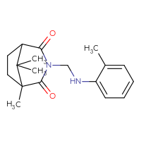 Chemical structure of 1,8,8-trimethyl-3-{[(2-methylphenyl)amino]methyl}-3-azabicyclo[3.2.1]octane-2,4-dione - CSSB00132400669