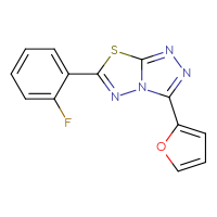 Chemical structure of 6-(2-fluorophenyl)-3-(furan-2-yl)-[1,2,4]triazolo[3,4-b][1,3,4]thiadiazole - CSSB00121637351