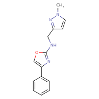 Chemical structure of N-[(1-methyl-1H-pyrazol-3-yl)methyl]-4-phenyl-1,3-oxazol-2-amine - CSSB15082991998