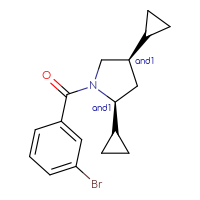 Chemical structure of rac-(2R,4S)-1-(3-bromobenzoyl)-2,4-dicyclopropylpyrrolidine - CSSB21444811861