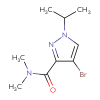 Chemical structure of 4-bromo-N,N-dimethyl-1-(propan-2-yl)-1H-pyrazole-3-carboxamide - CSSB01991518162