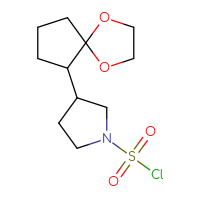 Chemical structure of 3-{1,4-dioxaspiro[4.4]nonan-6-yl}pyrrolidine-1-sulfonyl chloride - CSSB06378119705