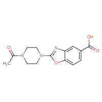 Chemical structure of 2-(4-acetylpiperazin-1-yl)-1,3-benzoxazole-5-carboxylic acid - CSSB02483320923