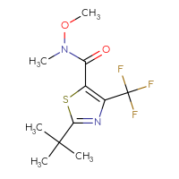 Chemical structure of 2-tert-butyl-N-methoxy-N-methyl-4-(trifluoromethyl)-1,3-thiazole-5-carboxamide - CSSB07054143277