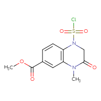 Chemical structure of methyl 1-(chlorosulfonyl)-4-methyl-3-oxo-1,2,3,4-tetrahydroquinoxaline-6-carboxylate - CSSB21224774341