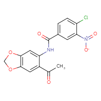 Chemical structure of N-(6-acetyl-2H-1,3-benzodioxol-5-yl)-4-chloro-3-nitrobenzamide - CSSB00046115347