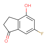 Chemical structure of 6-fluoro-4-hydroxy-2,3-dihydro-1H-inden-1-one - CSSB00000095648