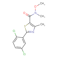 Chemical structure of 2-(2,5-dichlorophenyl)-N-methoxy-N,4-dimethyl-1,3-thiazole-5-carboxamide - CSSB02041877837