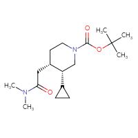Chemical structure of tert-butyl (3R,4S)-3-cyclopropyl-4-[(dimethylcarbamoyl)methyl]piperidine-1-carboxylate - CSSB06981064282