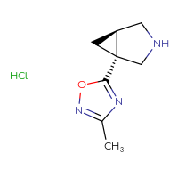 Chemical structure of (1R,5R)-1-(3-methyl-1,2,4-oxadiazol-5-yl)-3-azabicyclo[3.1.0]hexane hydrochloride - CSSB06626407557