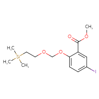 Chemical structure of methyl 5-iodo-2-{[2-(trimethylsilyl)ethoxy]methoxy}benzoate - CSSB20968211396
