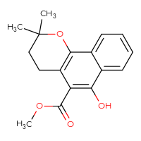 Chemical structure of methyl 6-hydroxy-2,2-dimethyl-2H,3H,4H-naphtho[1,2-b]pyran-5-carboxylate - CSSB02125607648