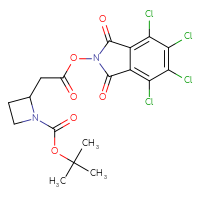 Chemical structure of tert-butyl 2-{2-oxo-2-[(4,5,6,7-tetrachloro-1,3-dioxo-2,3-dihydro-1H-isoindol-2-yl)oxy]ethyl}azetidine-1-carboxylate - CSSB20270393794