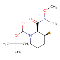 Chemical structure of tert-butyl (2S,3S)-3-fluoro-2-[methoxy(methyl)carbamoyl]piperidine-1-carboxylate - CSSB14894302850