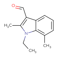Chemical structure of 1-ethyl-2,7-dimethyl-1H-indole-3-carbaldehyde - CSSB00010179070