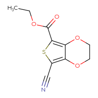 Chemical structure of ethyl 7-cyano-2H,3H-thieno[3,4-b][1,4]dioxine-5-carboxylate - CSSB00053639065
