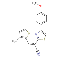 Chemical structure of (2Z)-2-[4-(4-methoxyphenyl)-1,3-thiazol-2-yl]-3-(3-methylthiophen-2-yl)prop-2-enenitrile - CSSB00160251687